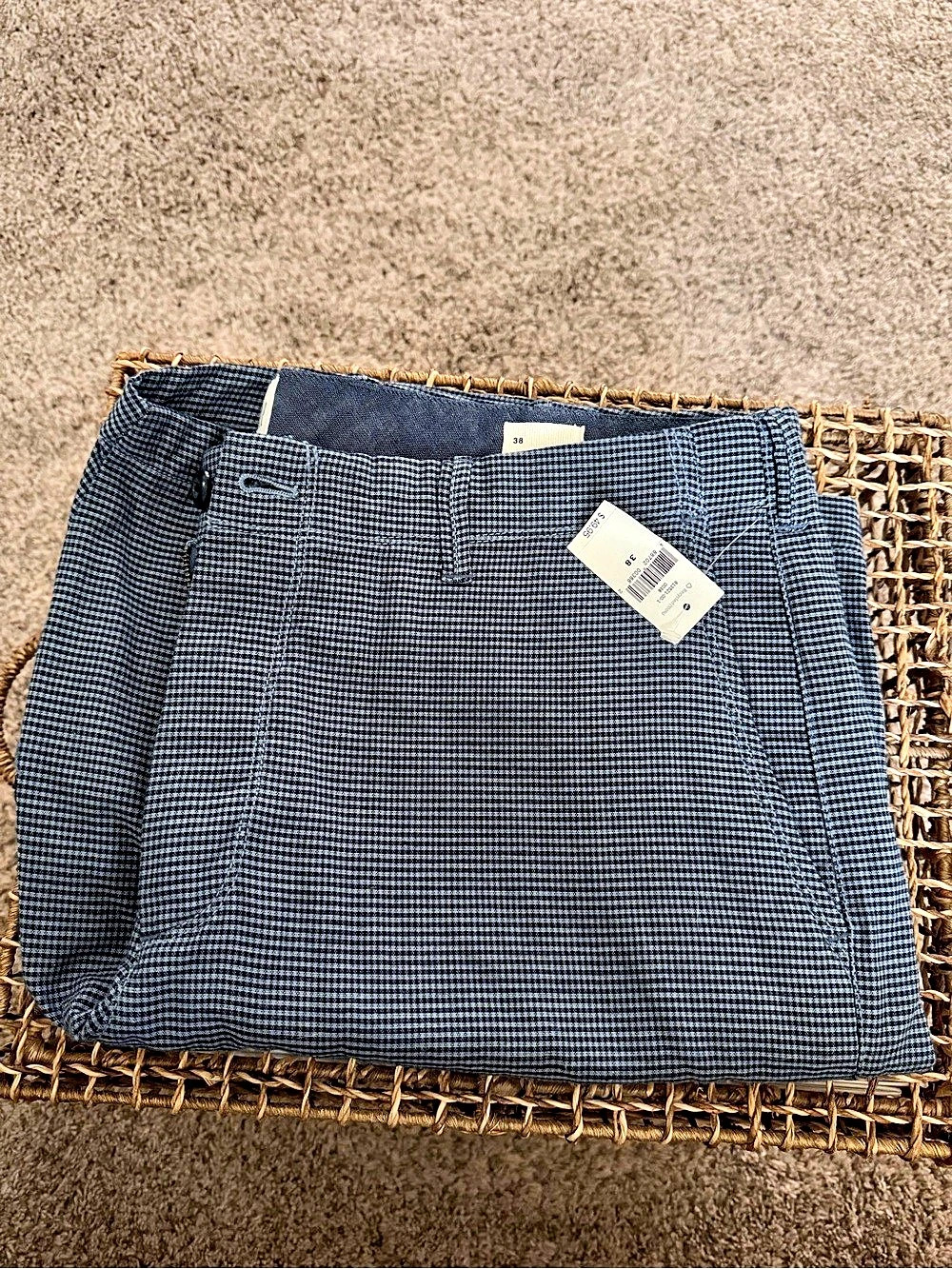 Gap Houndstooth High Waist Shorts in Blue & White Size 38 NWT